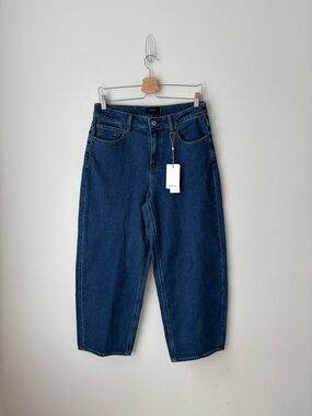 Quince Organic Cotton Stretch Denim Barrel Jeans Blue 30x28 NWT Wide Leg